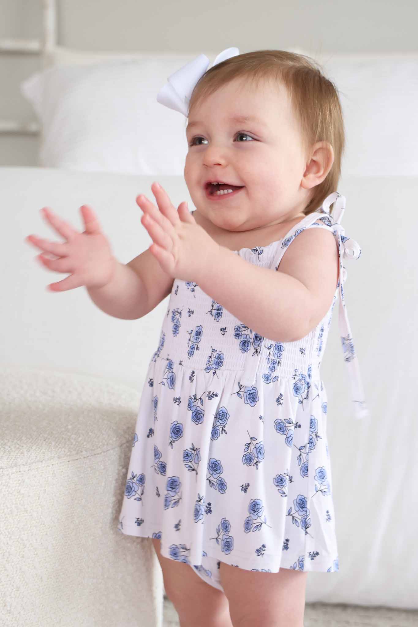 Smocked Twirl Bodysuit | Sapphire Garden - Image 6