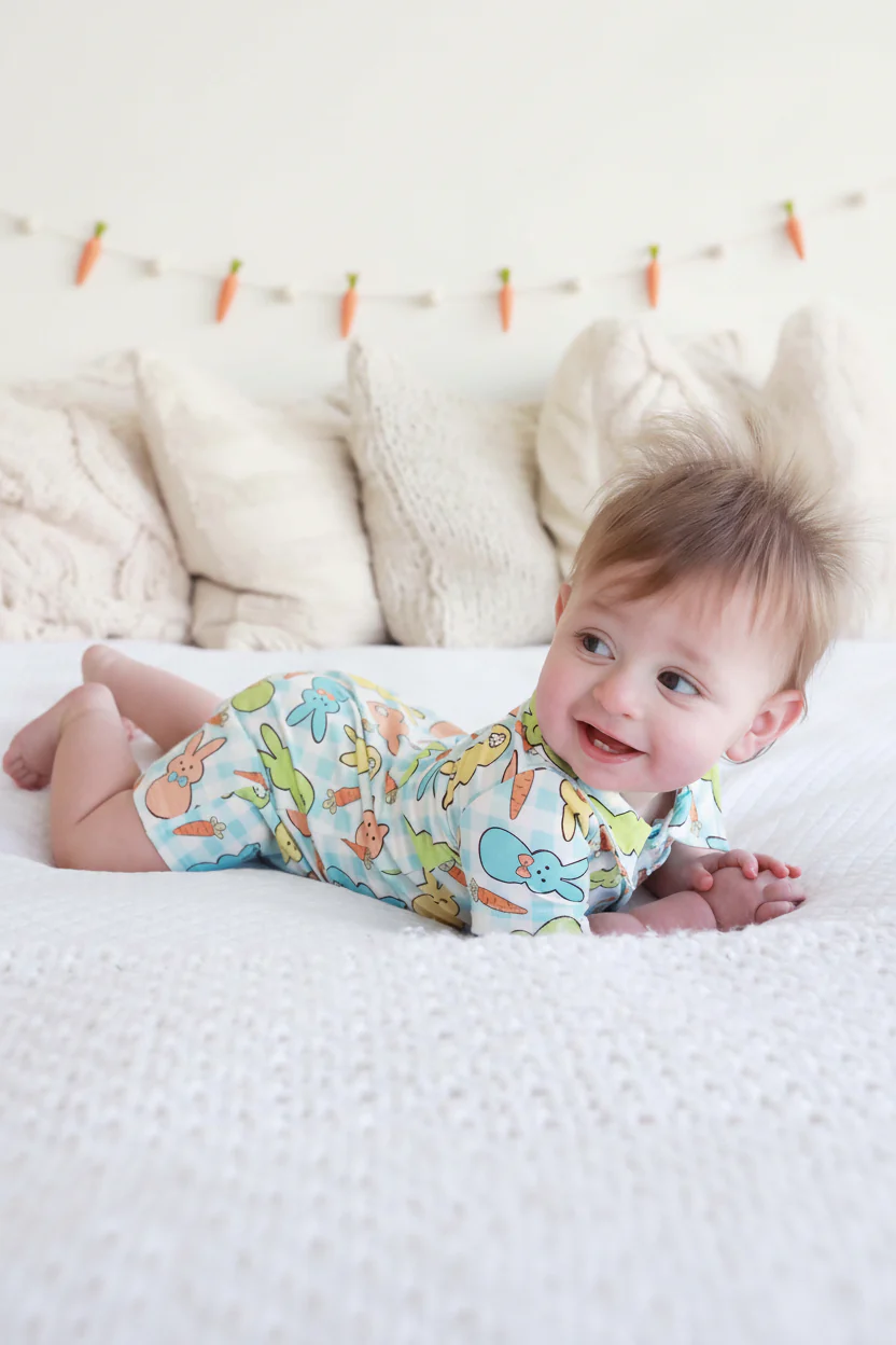 Snuggle Bunny Button Romper | Blue - Image 2