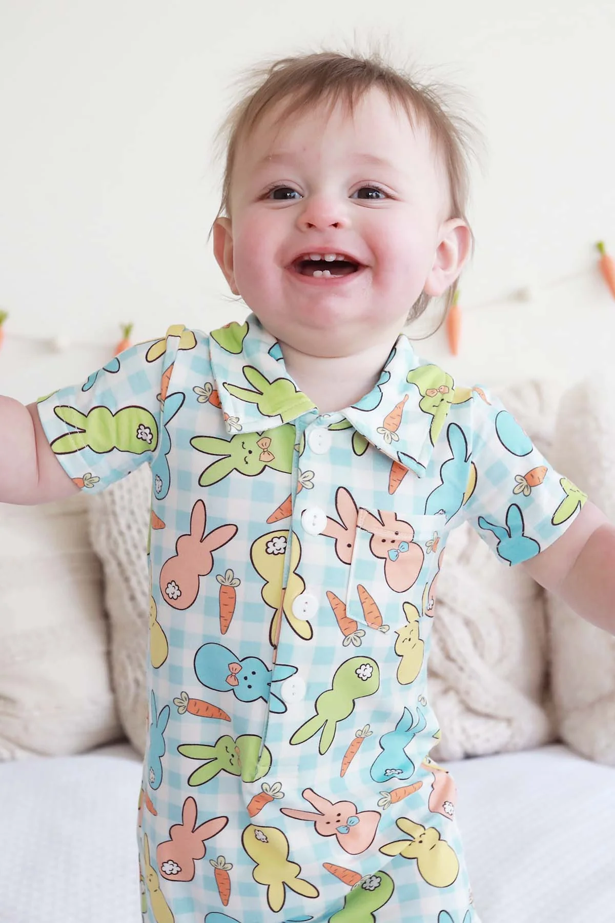 Snuggle Bunny Button Romper | Blue - Image 3