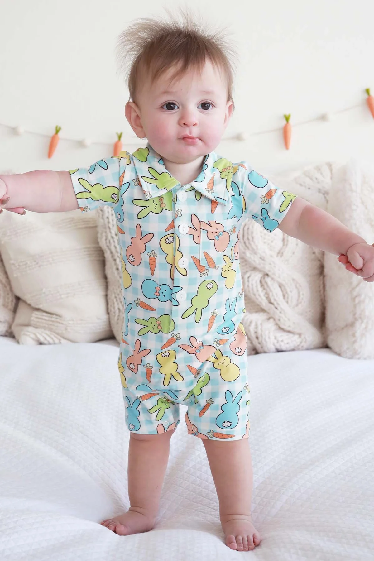 Snuggle Bunny Button Romper | Blue - Image 7