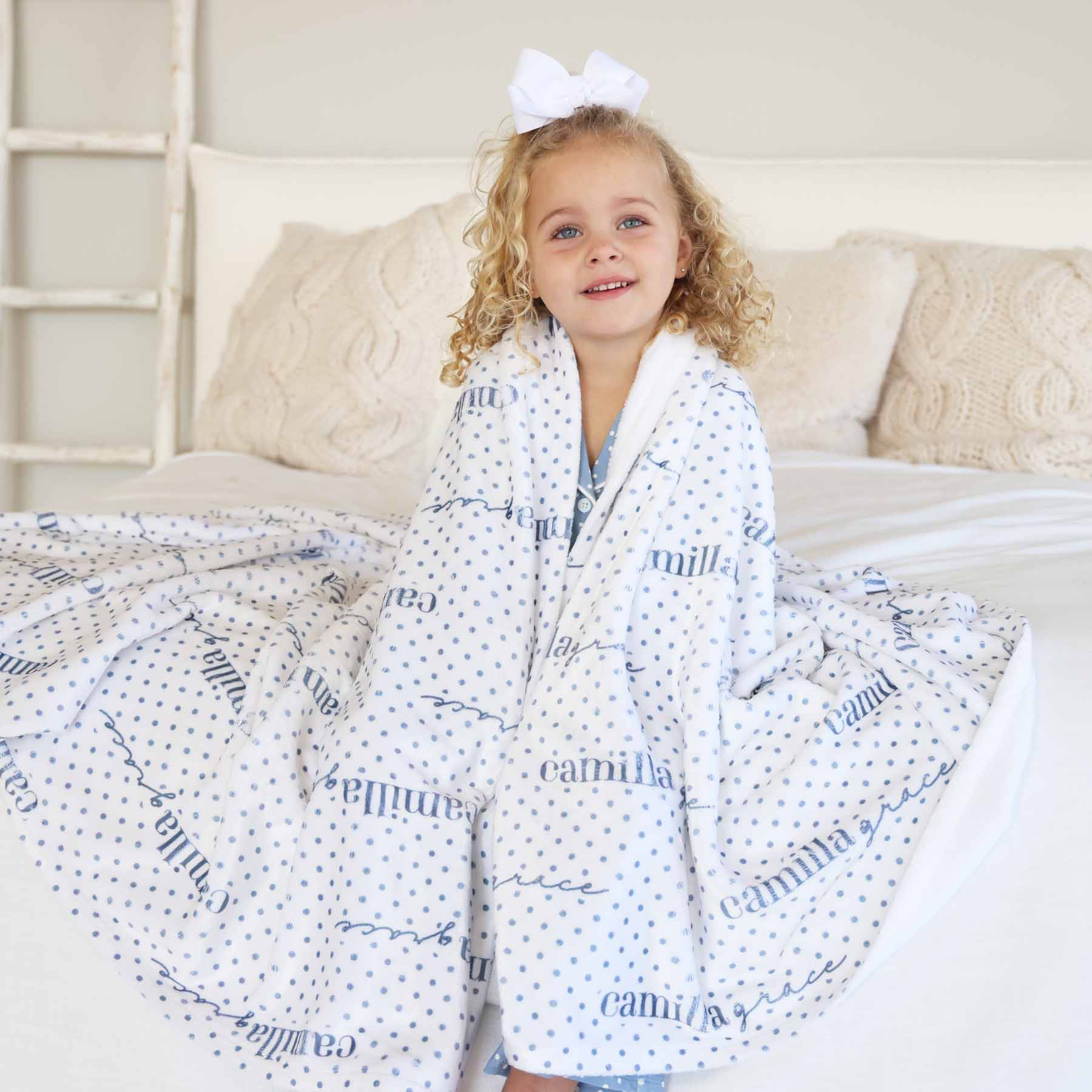 Snuggle Spots Personalized Kids Blanket | White - Image 5