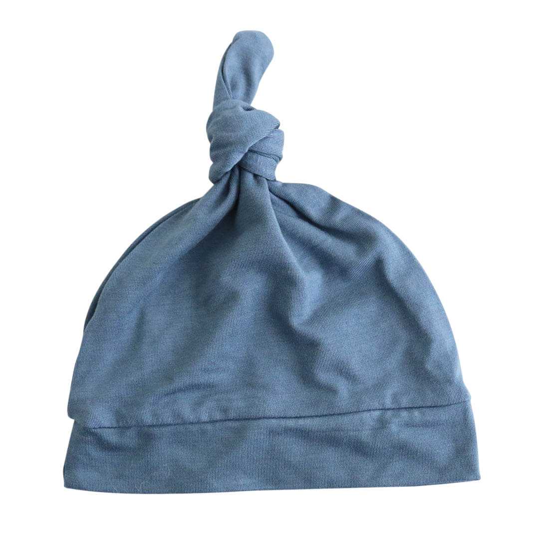 Solid Dusty Blue Bamboo Knotted Hat