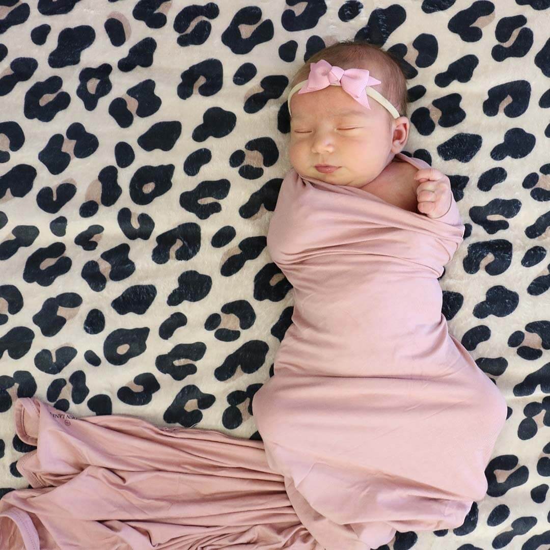 Solid Mauve Bamboo Knit Swaddle Blanket - Image 3