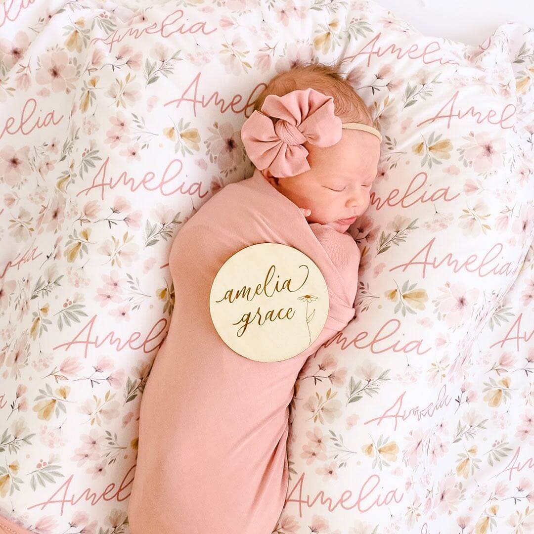 Solid Mauve Bamboo Knit Swaddle Blanket - Image 4