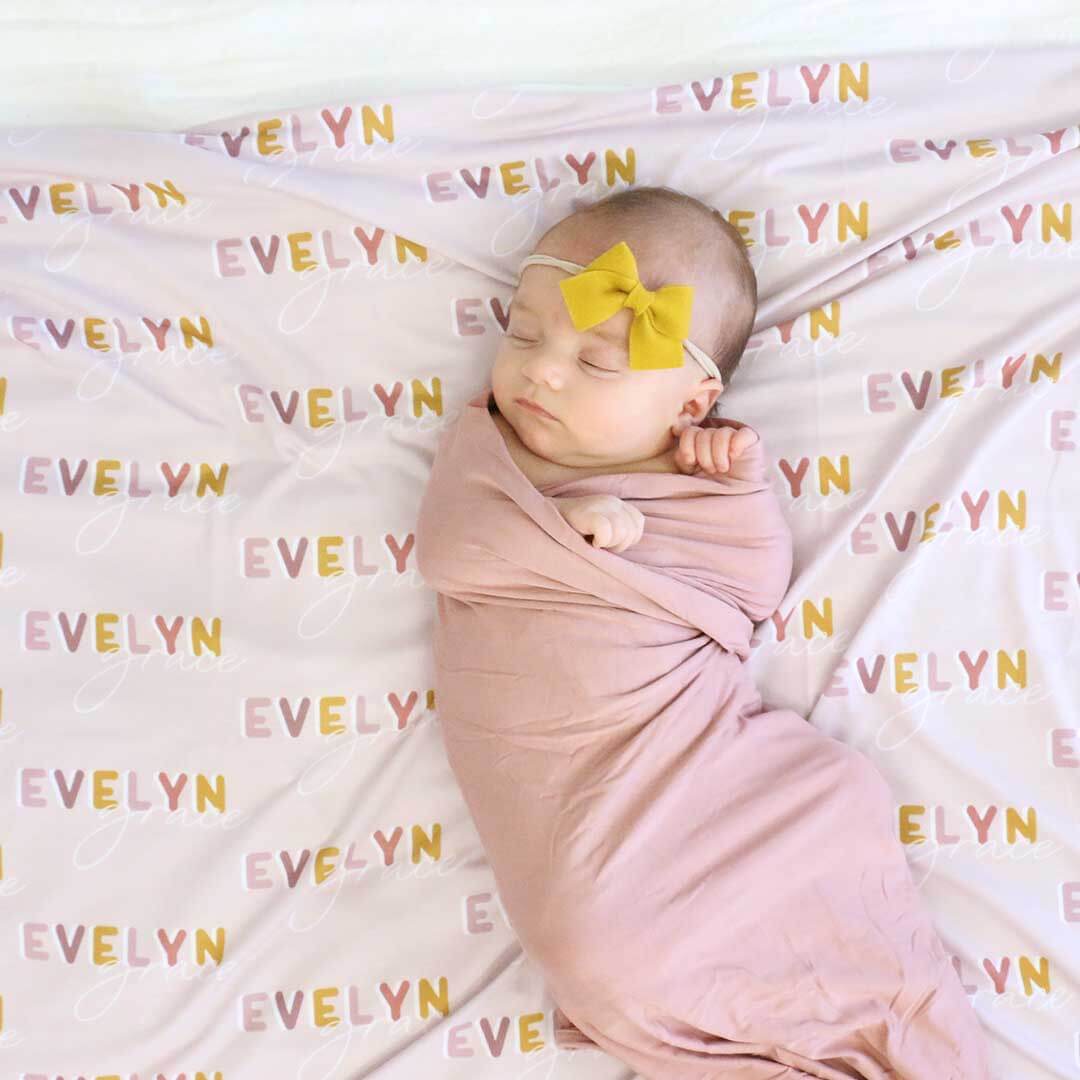 Solid Mauve Bamboo Knit Swaddle Blanket - Image 6