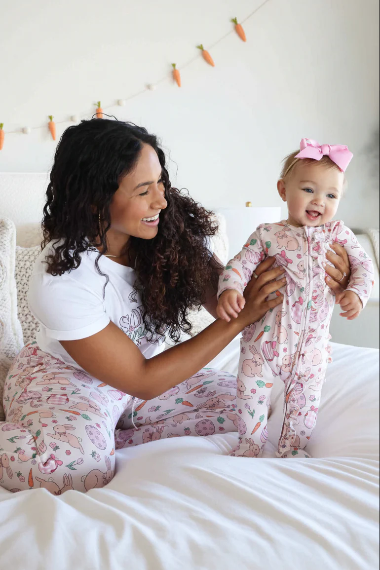 Hoppy Spring Ruffle Zipper Footie | Pink - Image 19