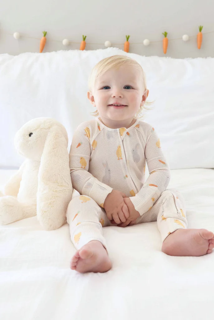 Sweet Peep Bamboo Waffle Convertible Zip Romper