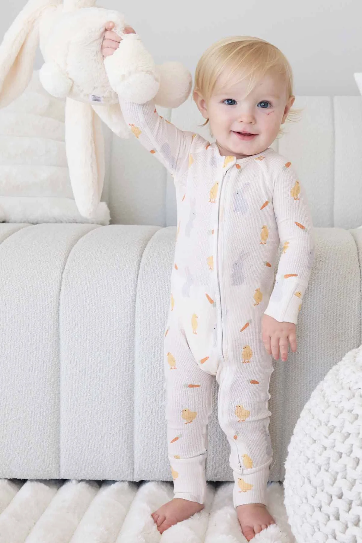 Sweet Peep Bamboo Waffle Convertible Zip Romper - Image 5