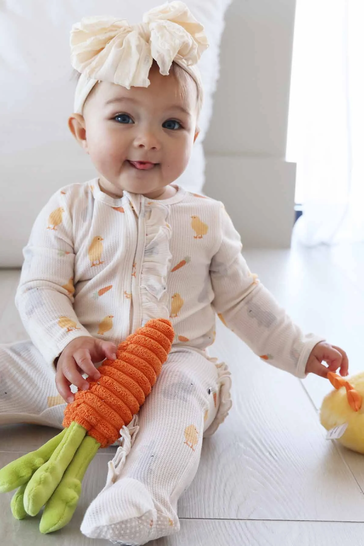 Sweet Peep Bamboo Waffle Ruffle Zipper Footie - Image 11