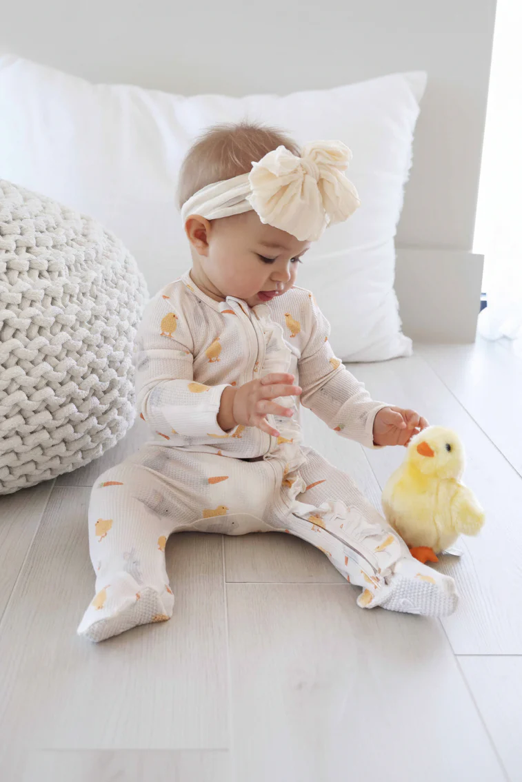 Sweet Peep Bamboo Waffle Ruffle Zipper Footie - Image 8