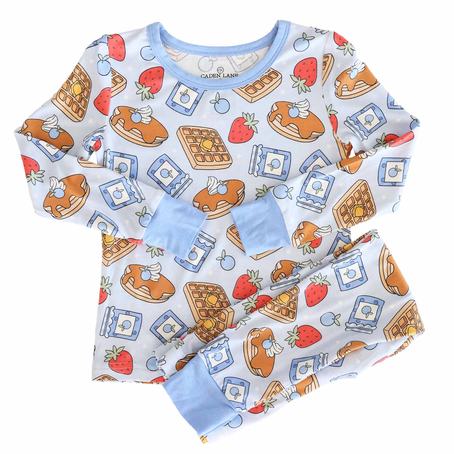 Sweet Stacks Two Piece Pajama Set | Blue - Image 2