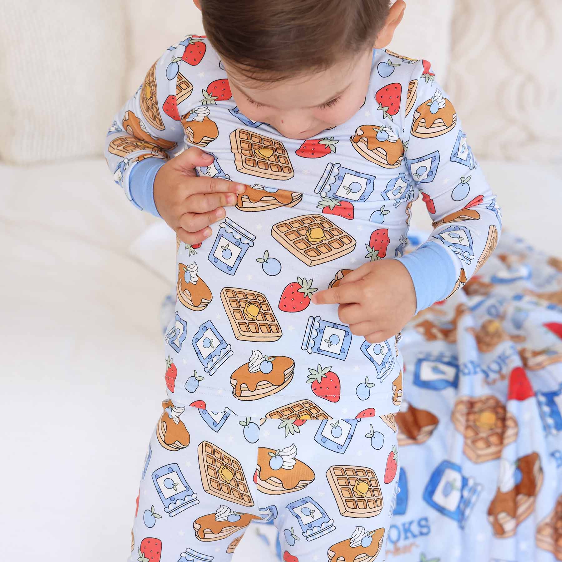 Sweet Stacks Two Piece Pajama Set | Blue - Image 4