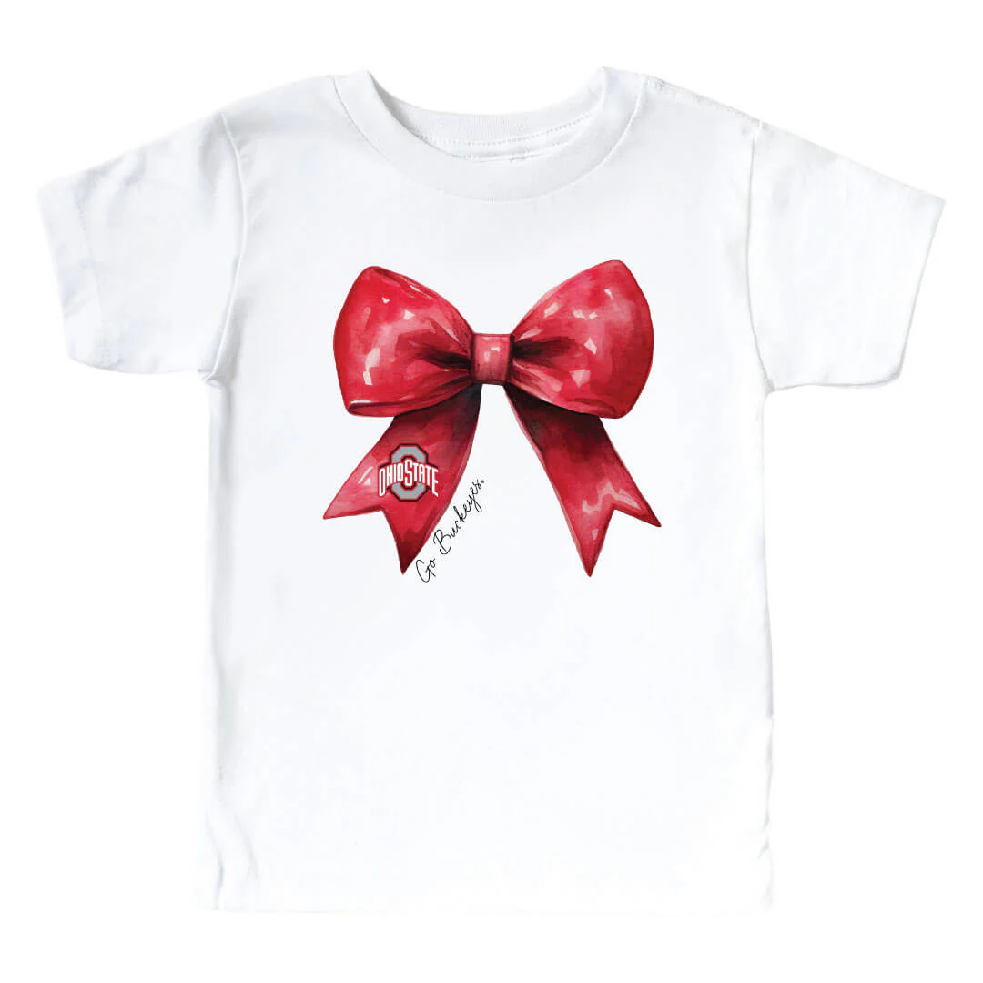 The Ohio State University | Footballs & Bows Kids Graphic Tee - Image 3