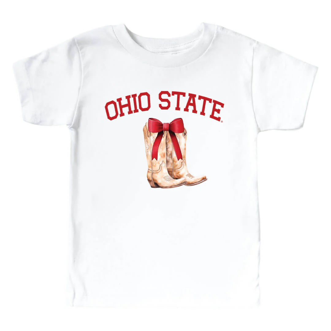 The Ohio State University | Footballs & Bows Kids Graphic Tee - Image 4