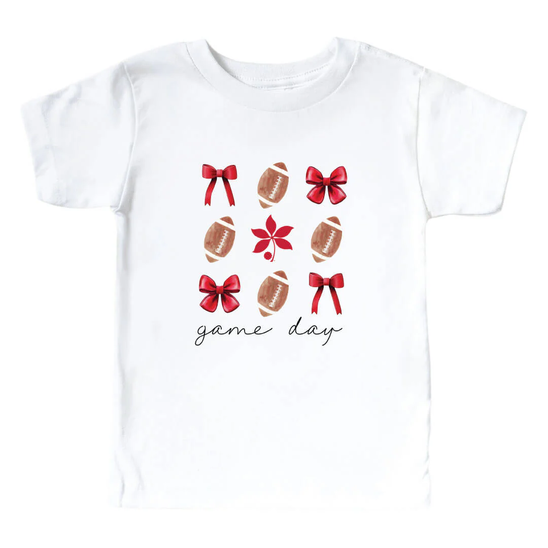 The Ohio State University | Footballs & Bows Kids Graphic Tee - Image 6
