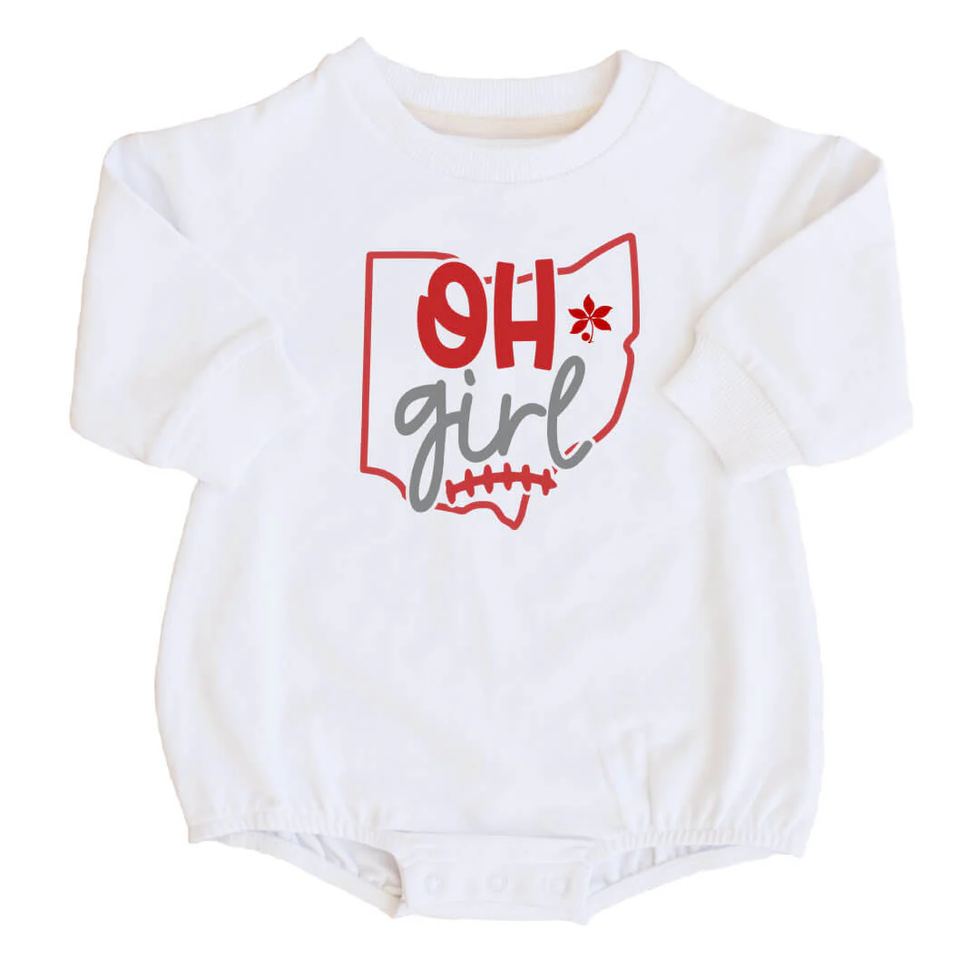 The Ohio State University | OSU Graphic Sweatshirt Bubble Romper - Image 2