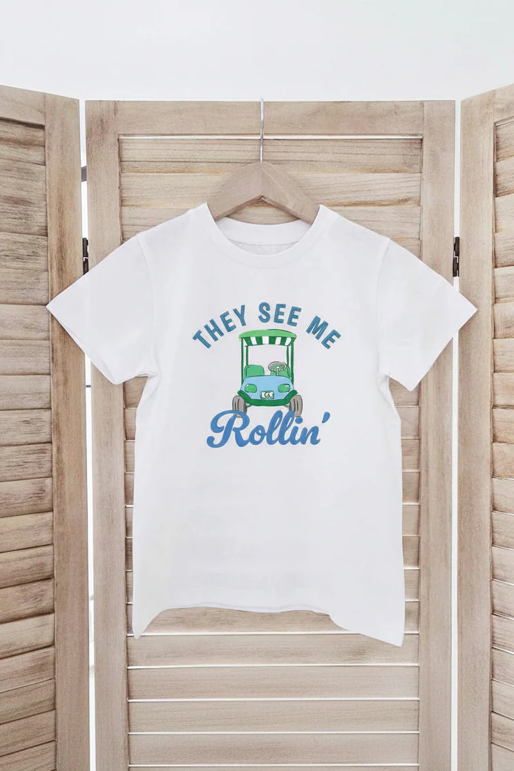 They See Me Rollin' Golf Kids Graphic Tee | White