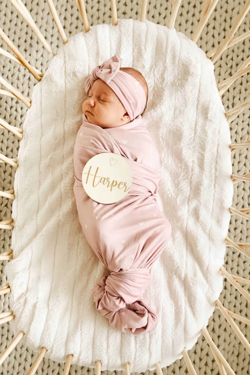 Tiny Hearts in Dusty Pink Oversized Swaddle Blanket