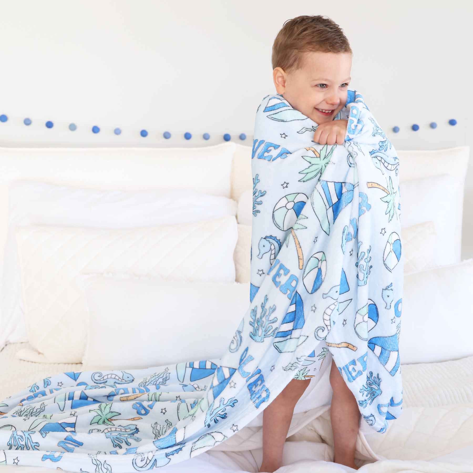 Tiny Tides Personalized Kids Blanket | Blue - Image 2