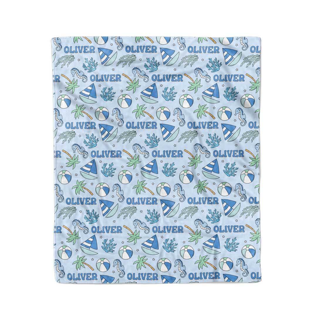 Tiny Tides Personalized Kids Blanket | Blue - Image 4