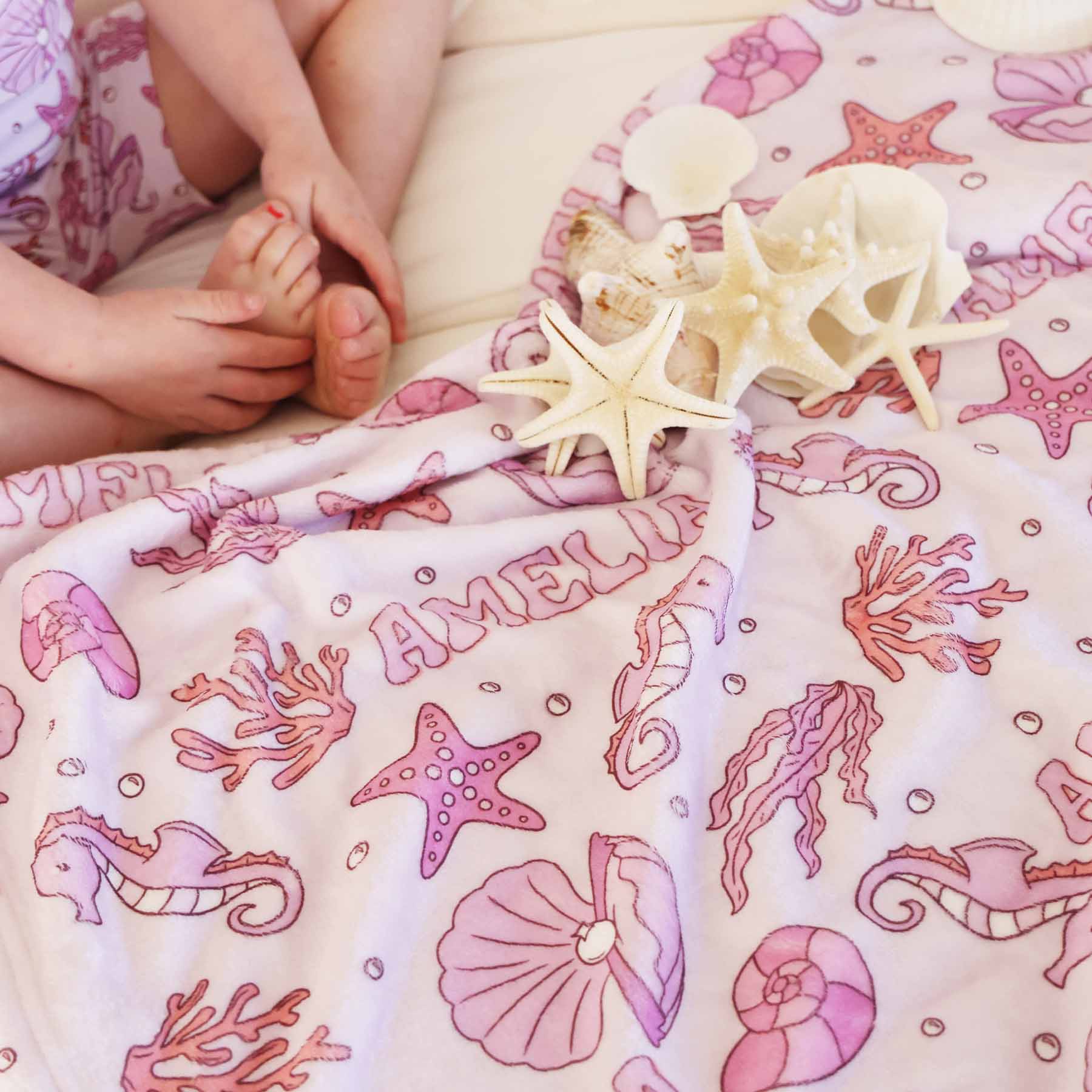 Tiny Tides Personalized Kids Blanket | Pink - Image 6