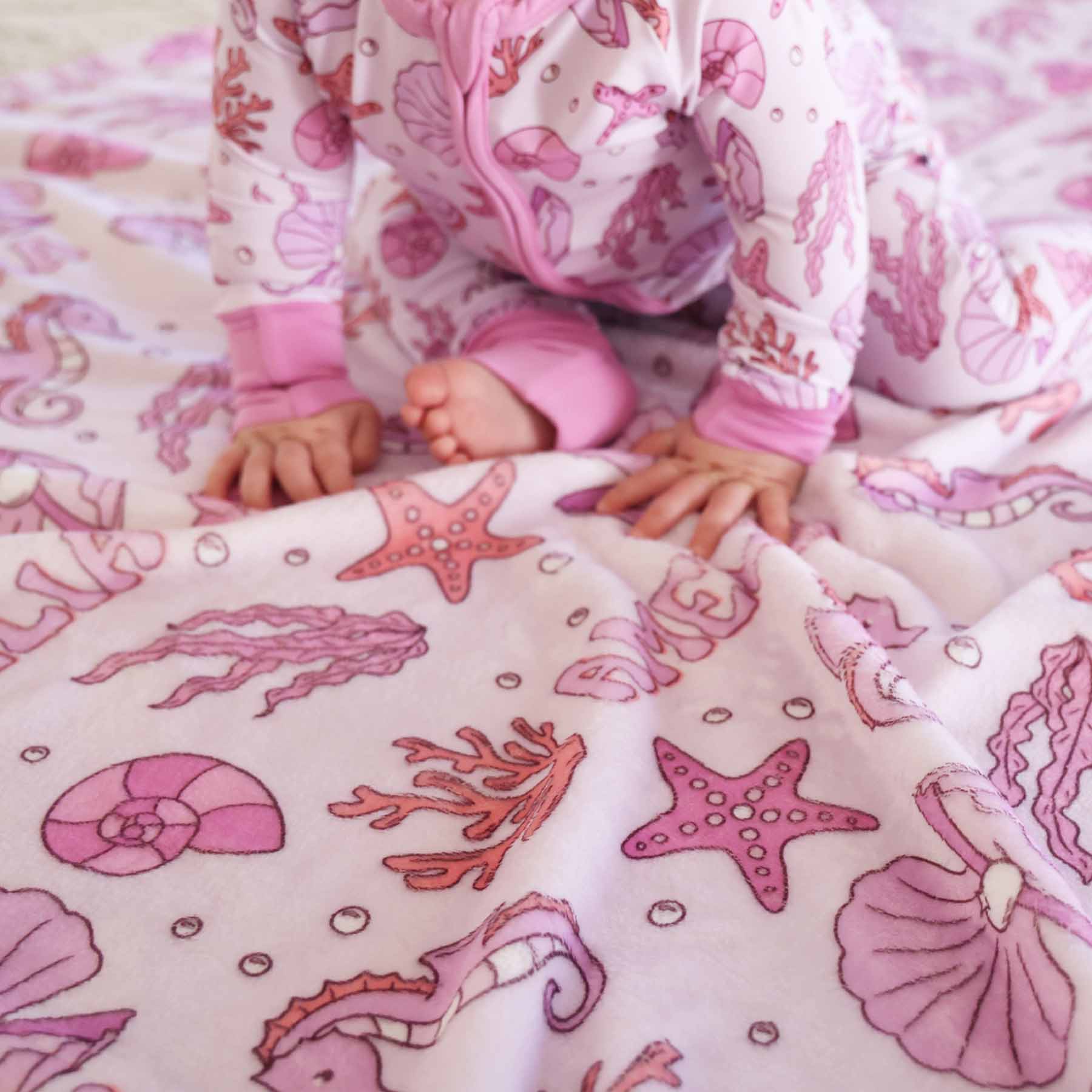 Tiny Tides Personalized Kids Blanket | Pink - Image 8