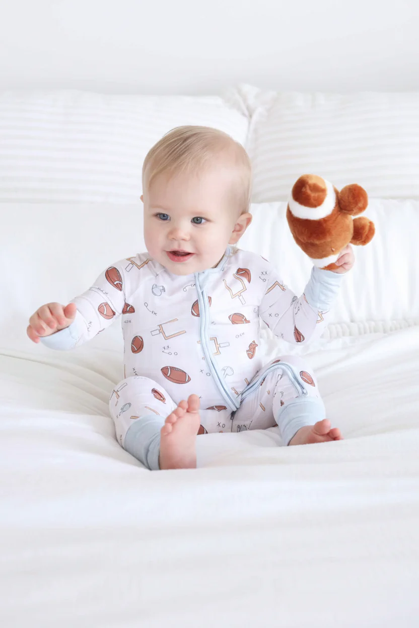 Tiny Touchdowns Convertible Zip Romper | Neutral - Image 9