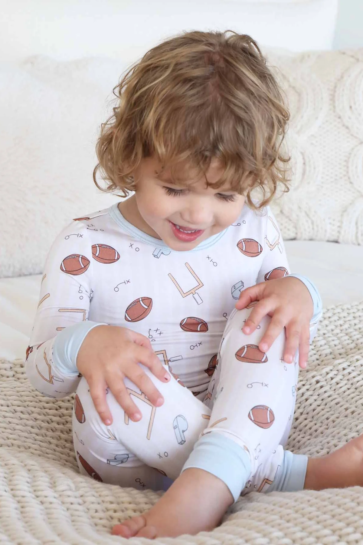Tiny Touchdowns Two Piece Pajama Set | Neutral - Image 10