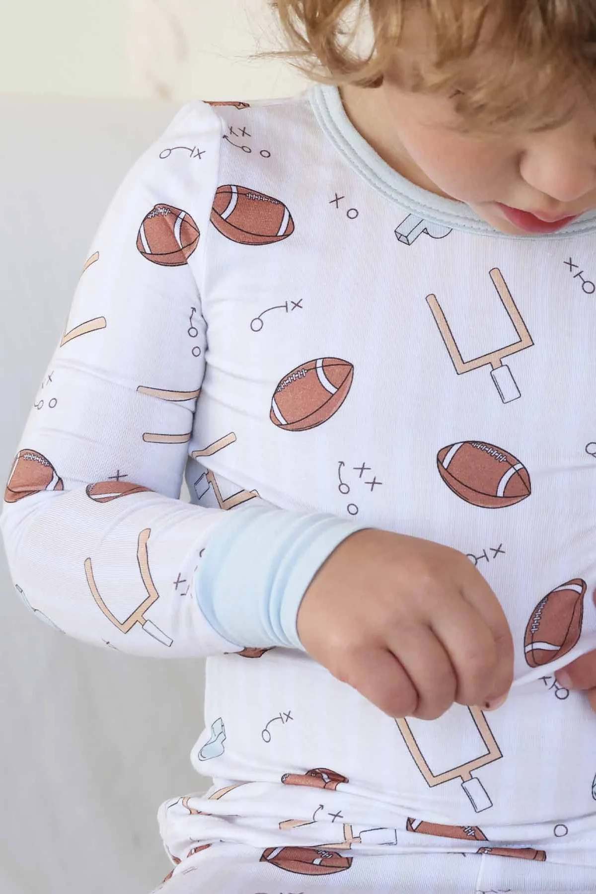 Tiny Touchdowns Two Piece Pajama Set | Neutral - Image 4