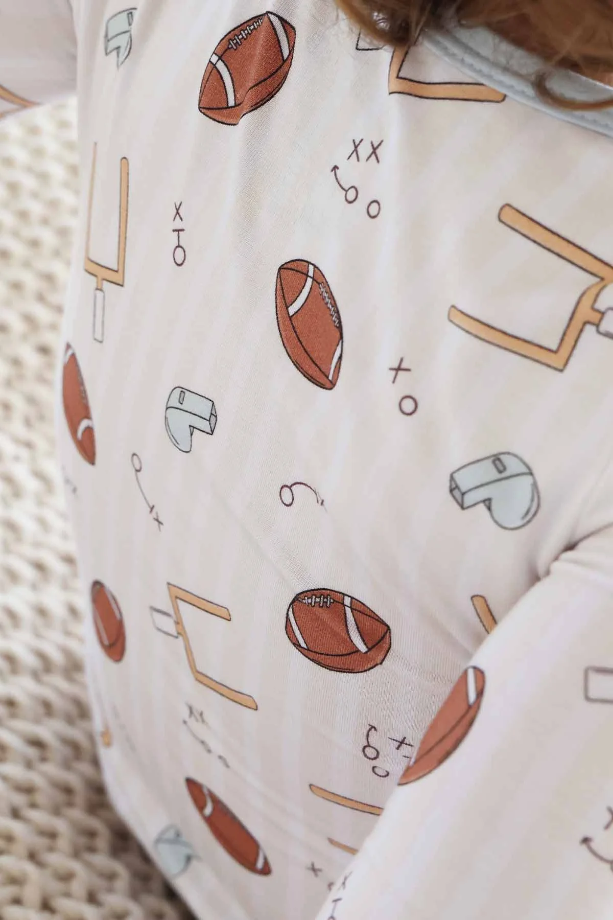 Tiny Touchdowns Two Piece Pajama Set | Neutral - Image 9