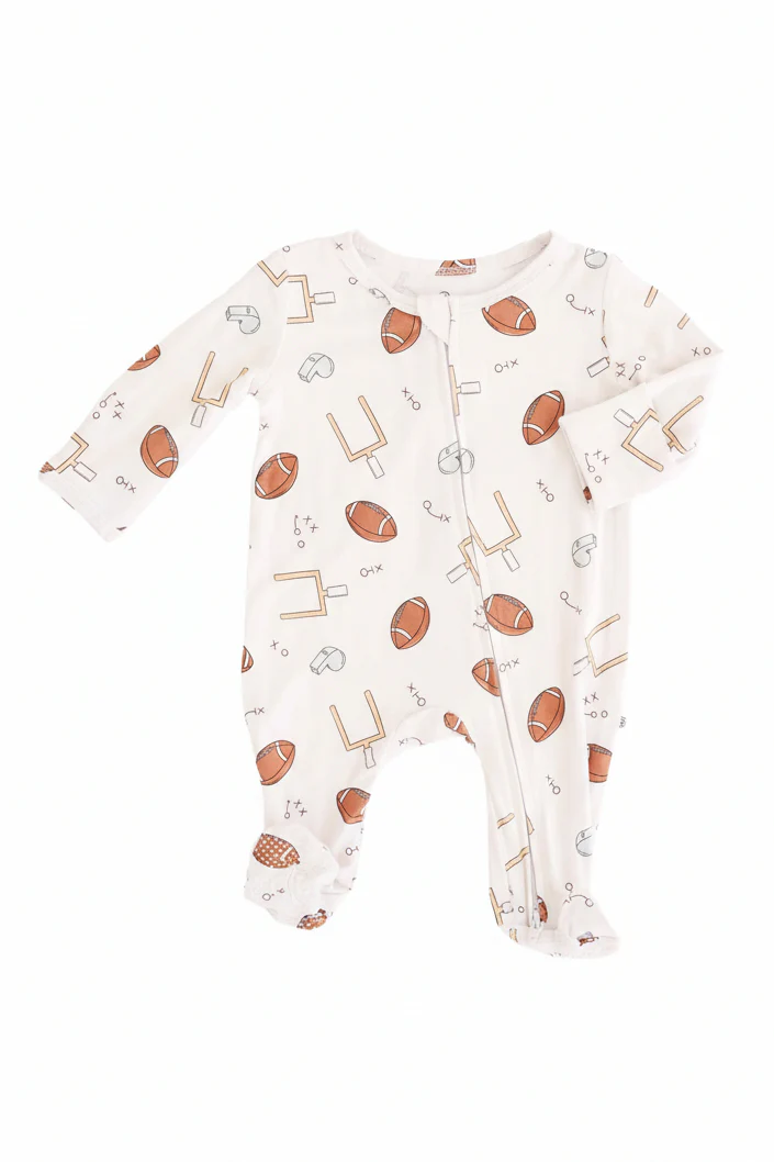Tiny Touchdowns Zipper Footie | Neutral - Image 4