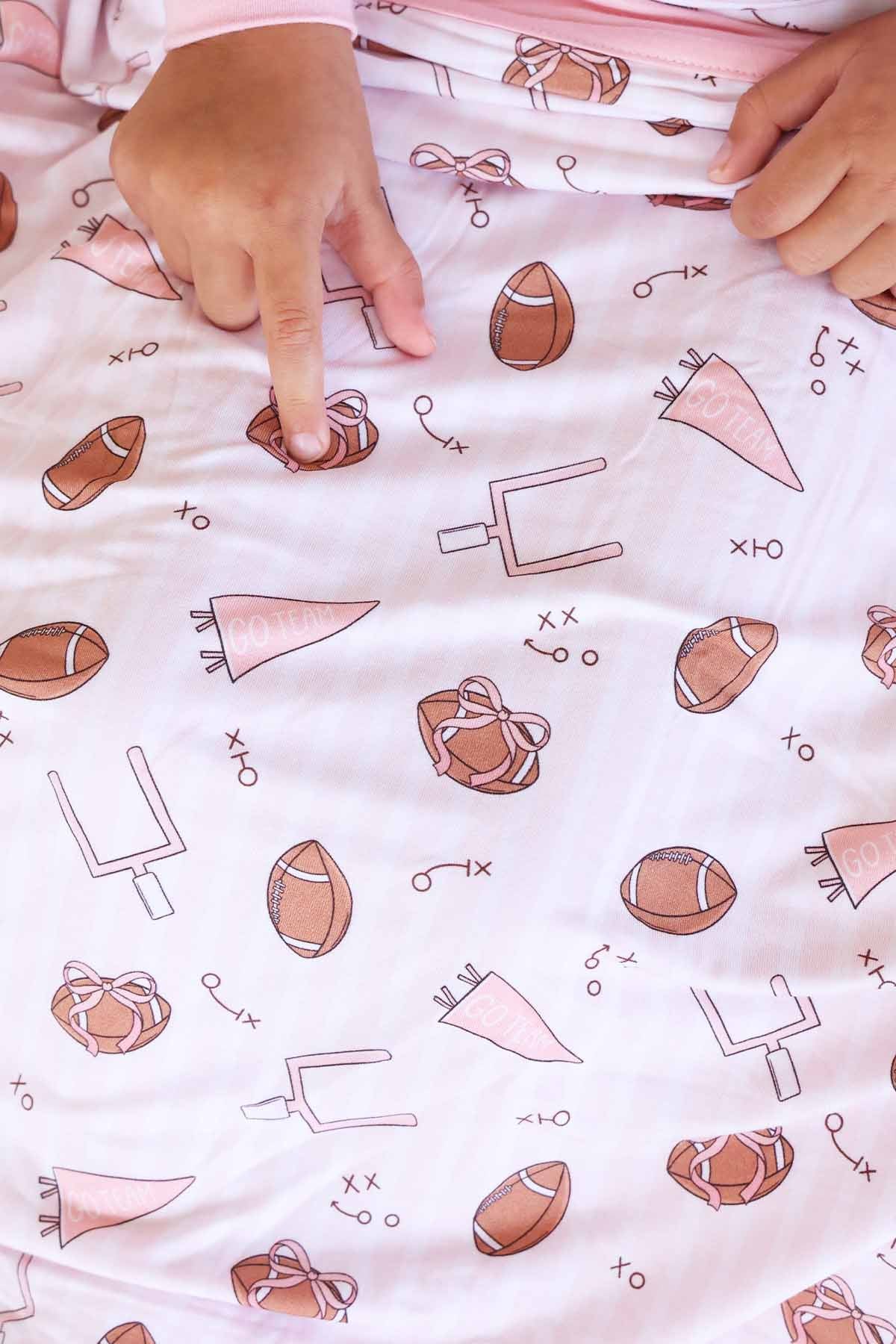 Tiny Touchdowns Double Sided Bamboo Blanket | Pink - Image 3