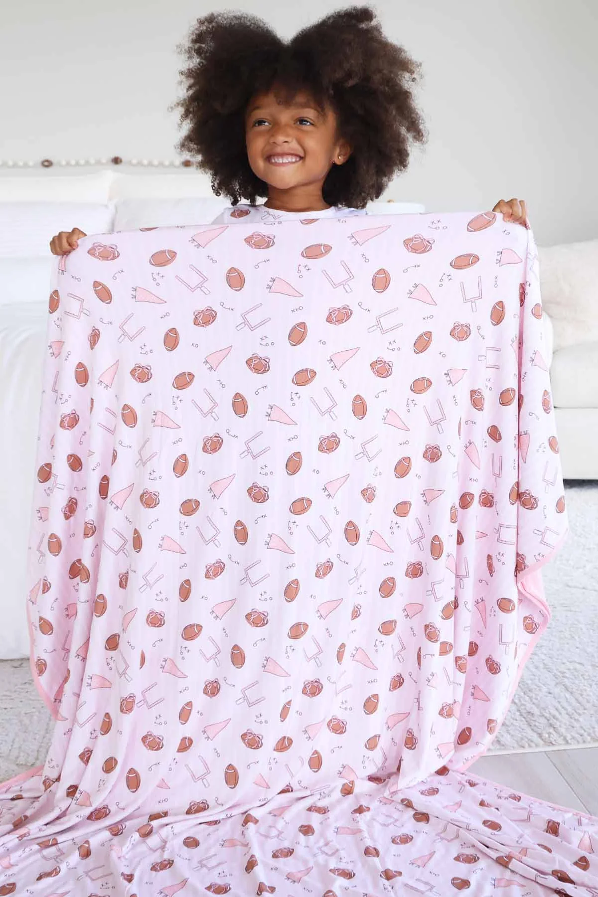 Tiny Touchdowns Double Sided Bamboo Blanket | Pink - Image 5