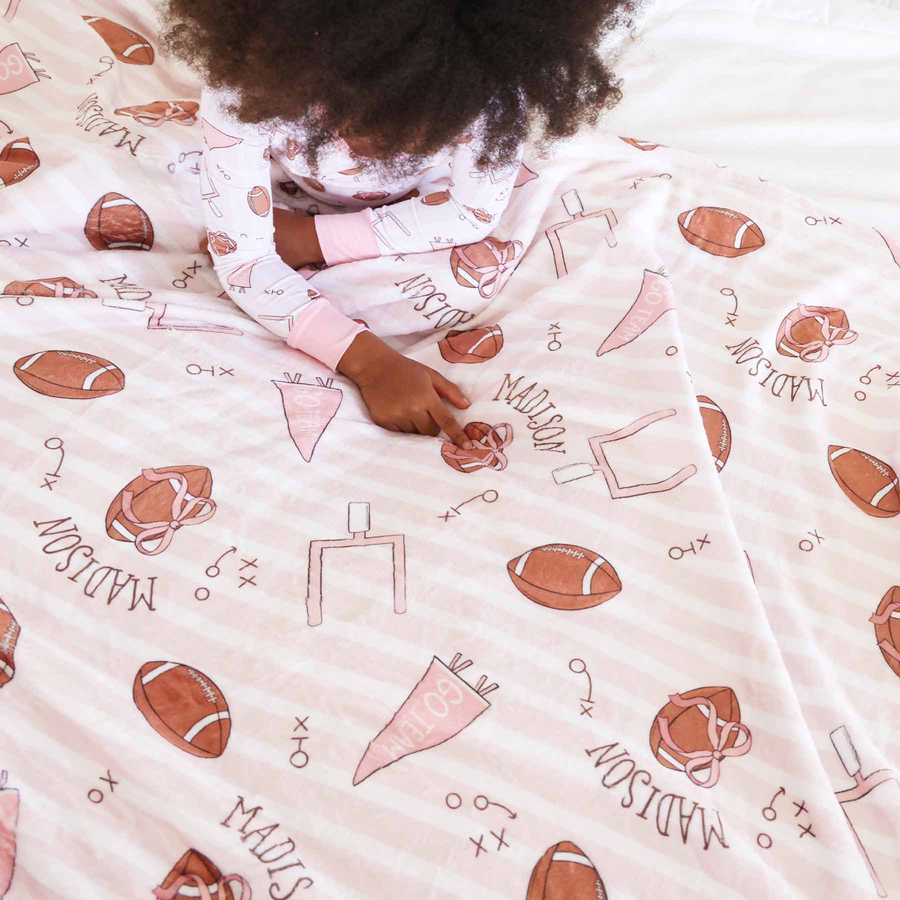 Tiny Touchdowns Personalized Kids Blanket | Pink - Image 8