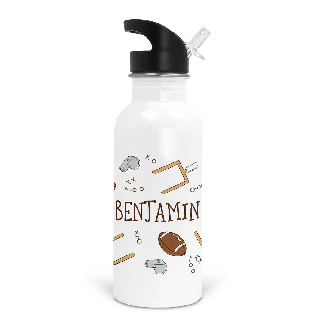 Tiny Touchdowns Personalized Kids Water Bottle | Neutral