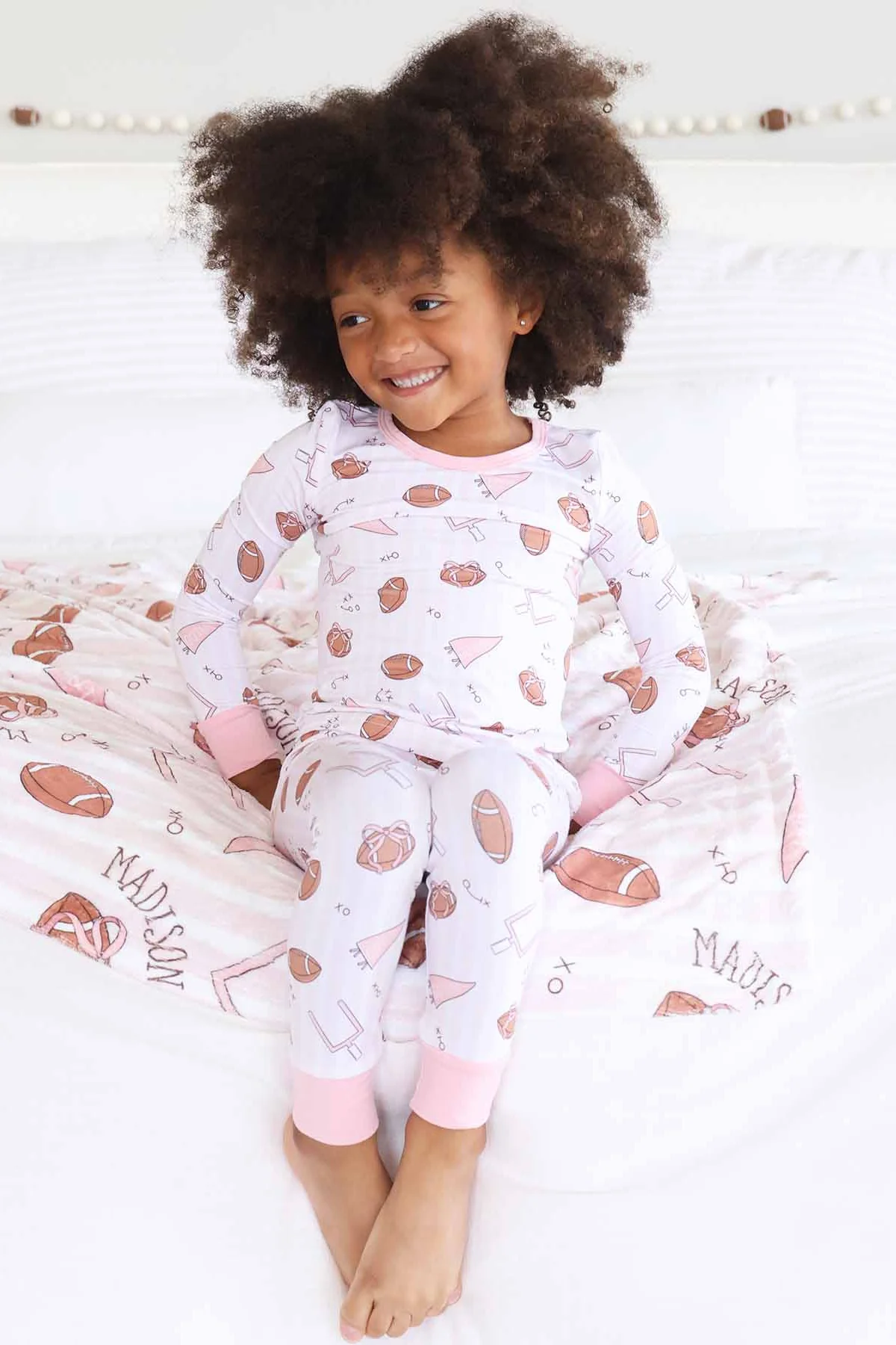 Tiny Touchdowns Two Piece Pajama Set | Pink - Image 10