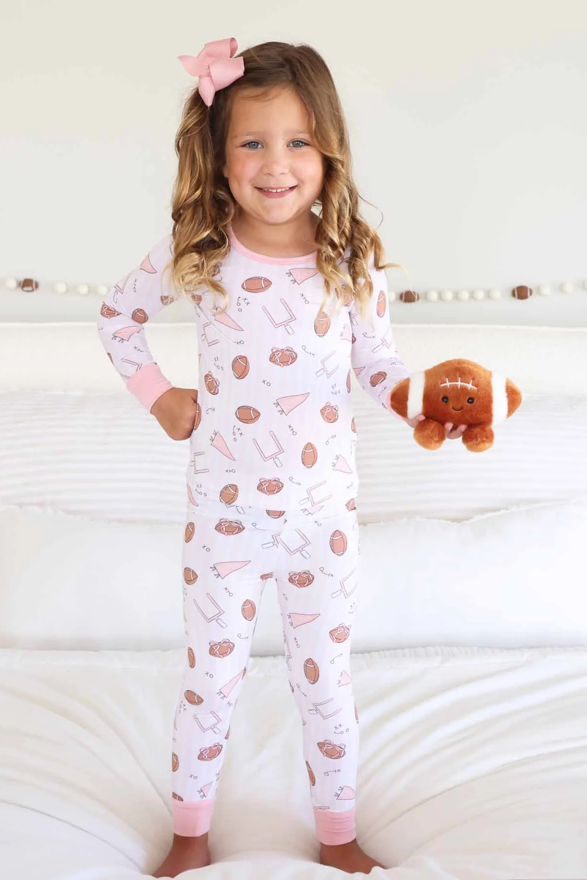Tiny Touchdowns Two Piece Pajama Set | Pink - Image 11