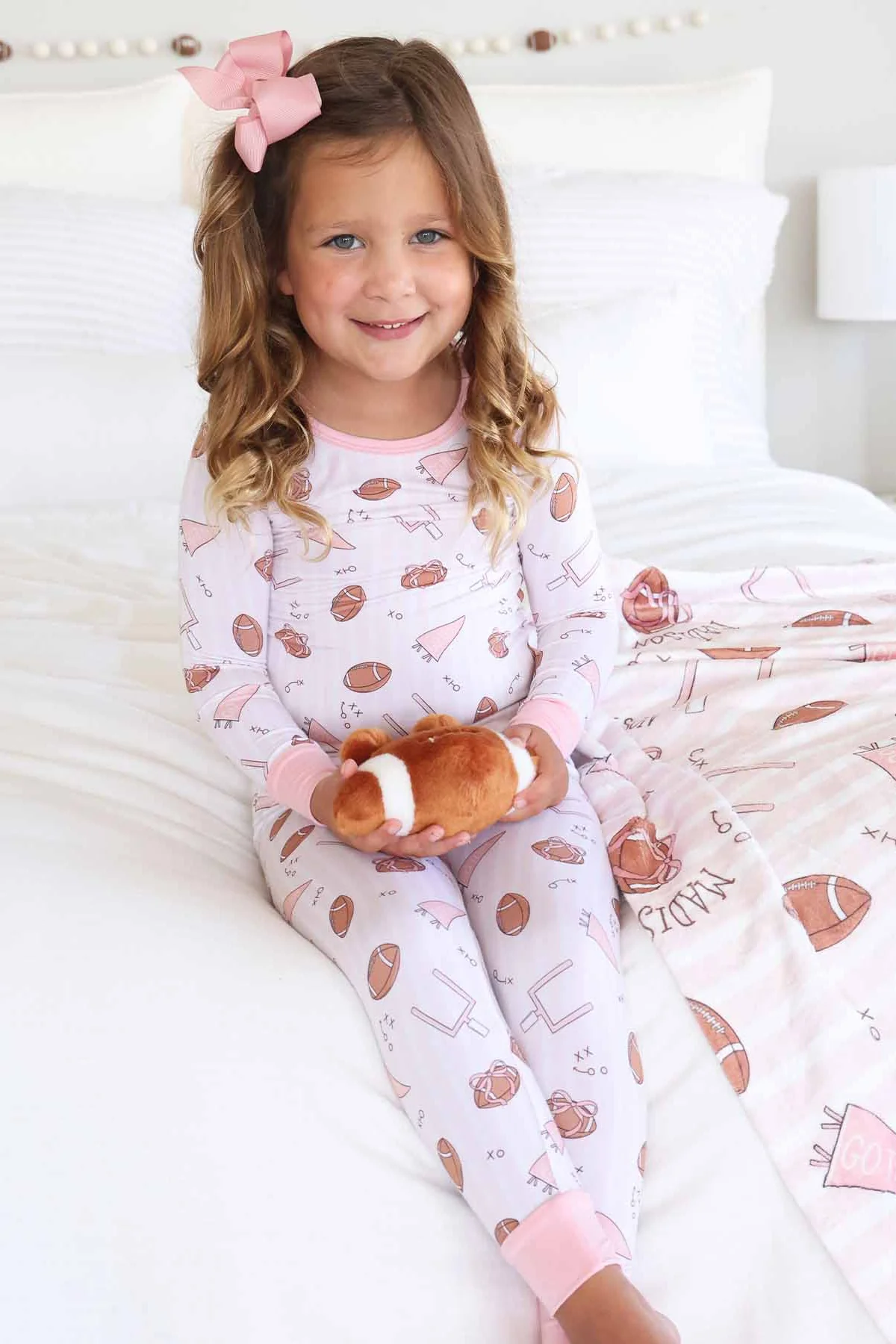 Tiny Touchdowns Two Piece Pajama Set | Pink - Image 4