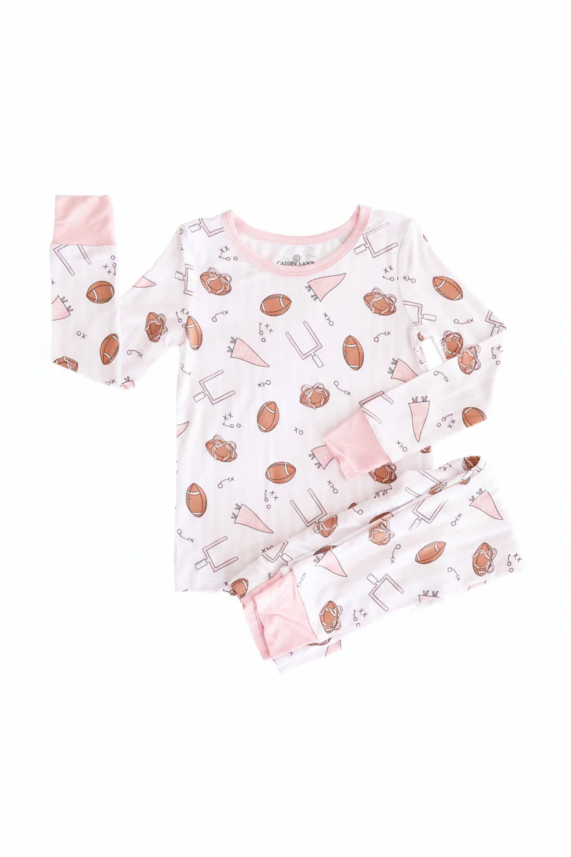 Tiny Touchdowns Two Piece Pajama Set | Pink - Image 6