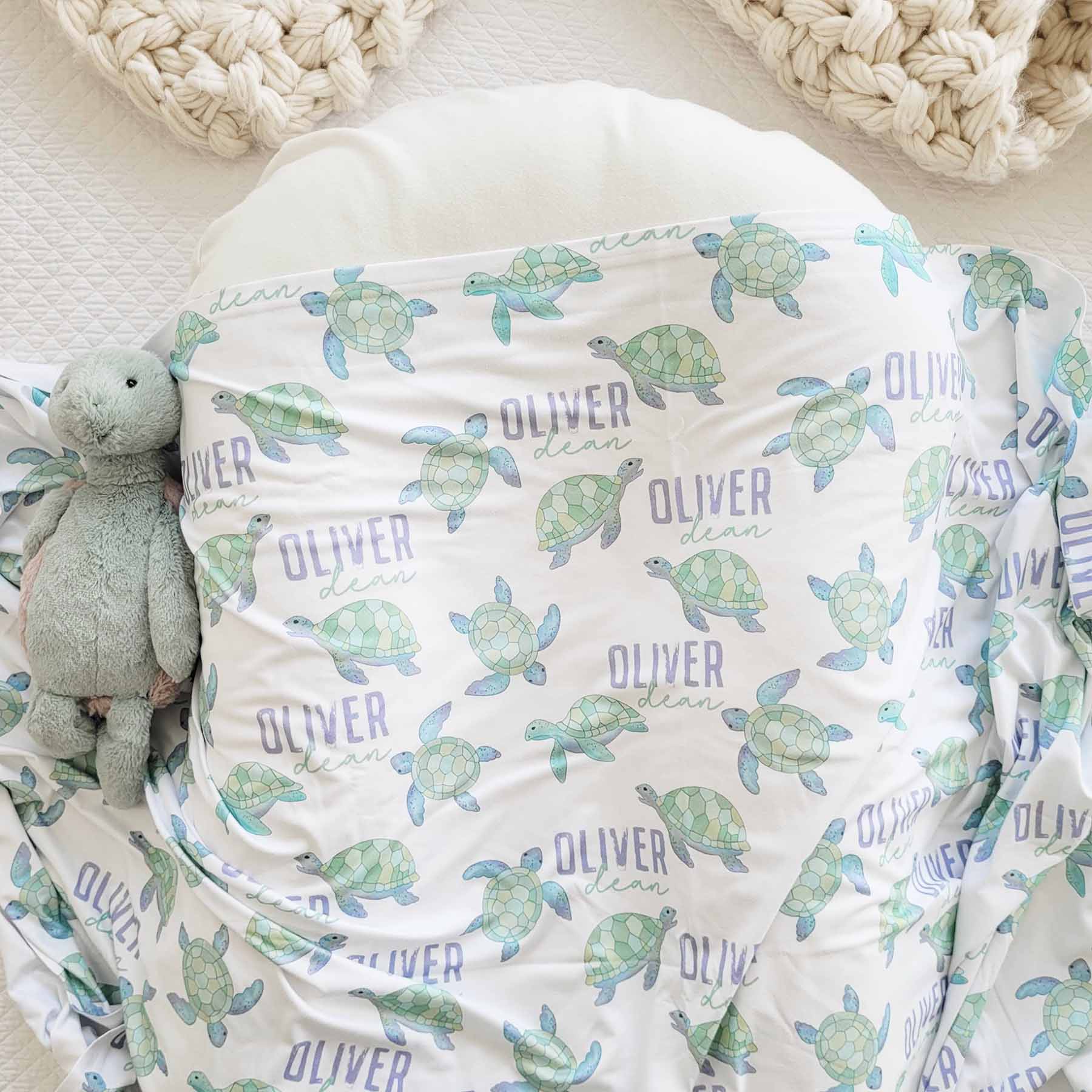 Totally Turtles Personalized Swaddle Blanket - Image 2