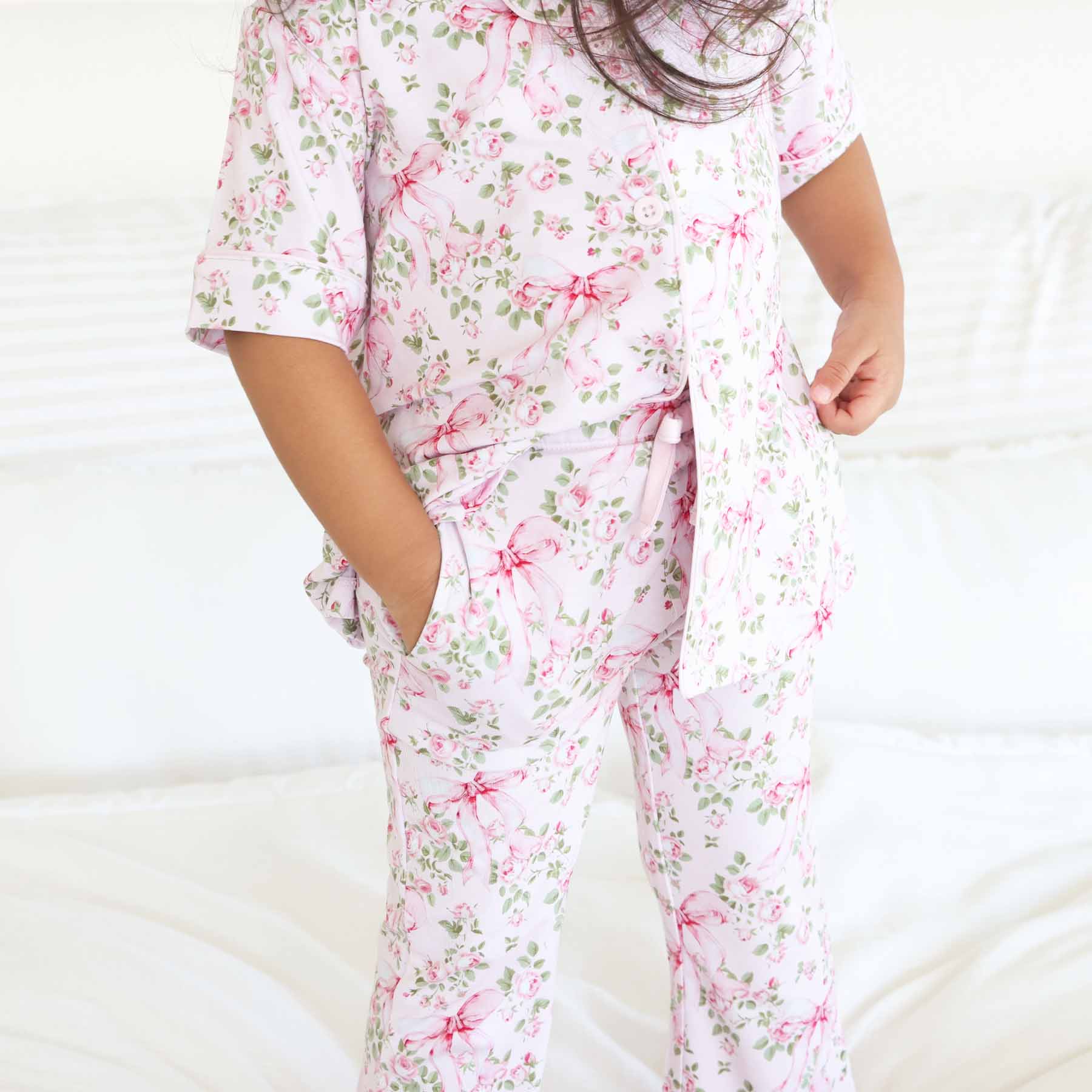Girl's Two Piece Flare Lounge Set | Bows in Bloom - Image 12