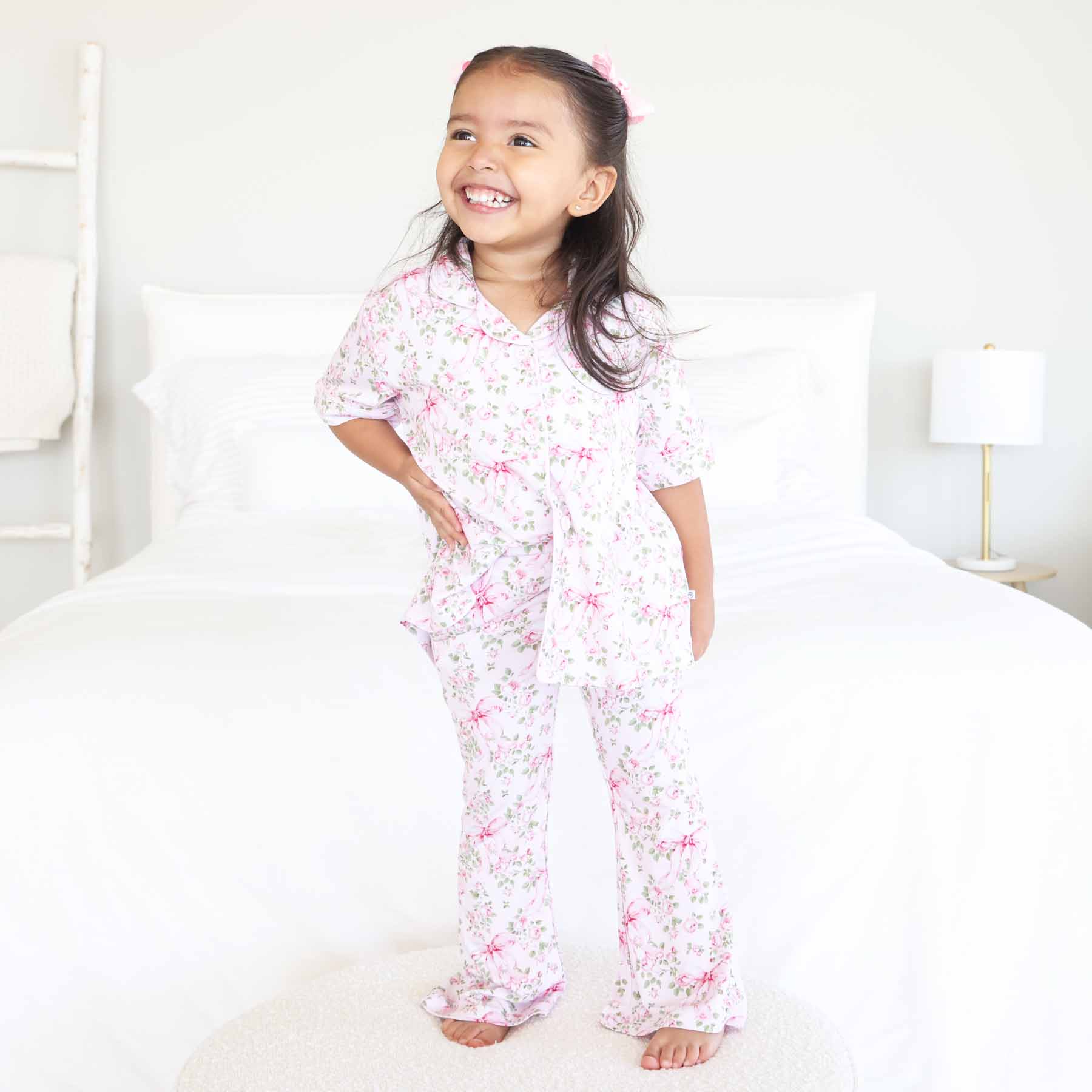 Girl's Two Piece Flare Lounge Set | Bows in Bloom - Image 13