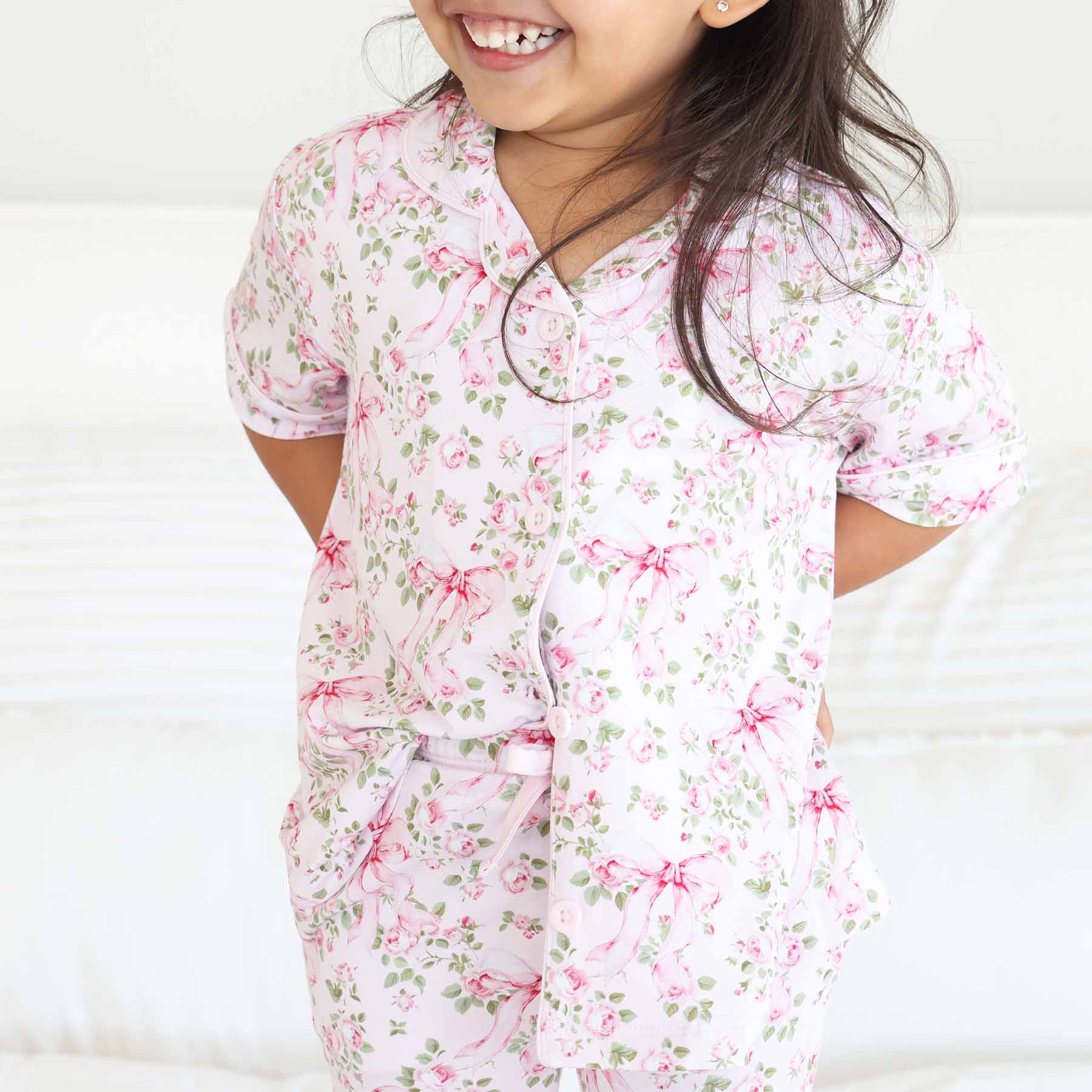 Girl's Two Piece Flare Lounge Set | Bows in Bloom - Image 9