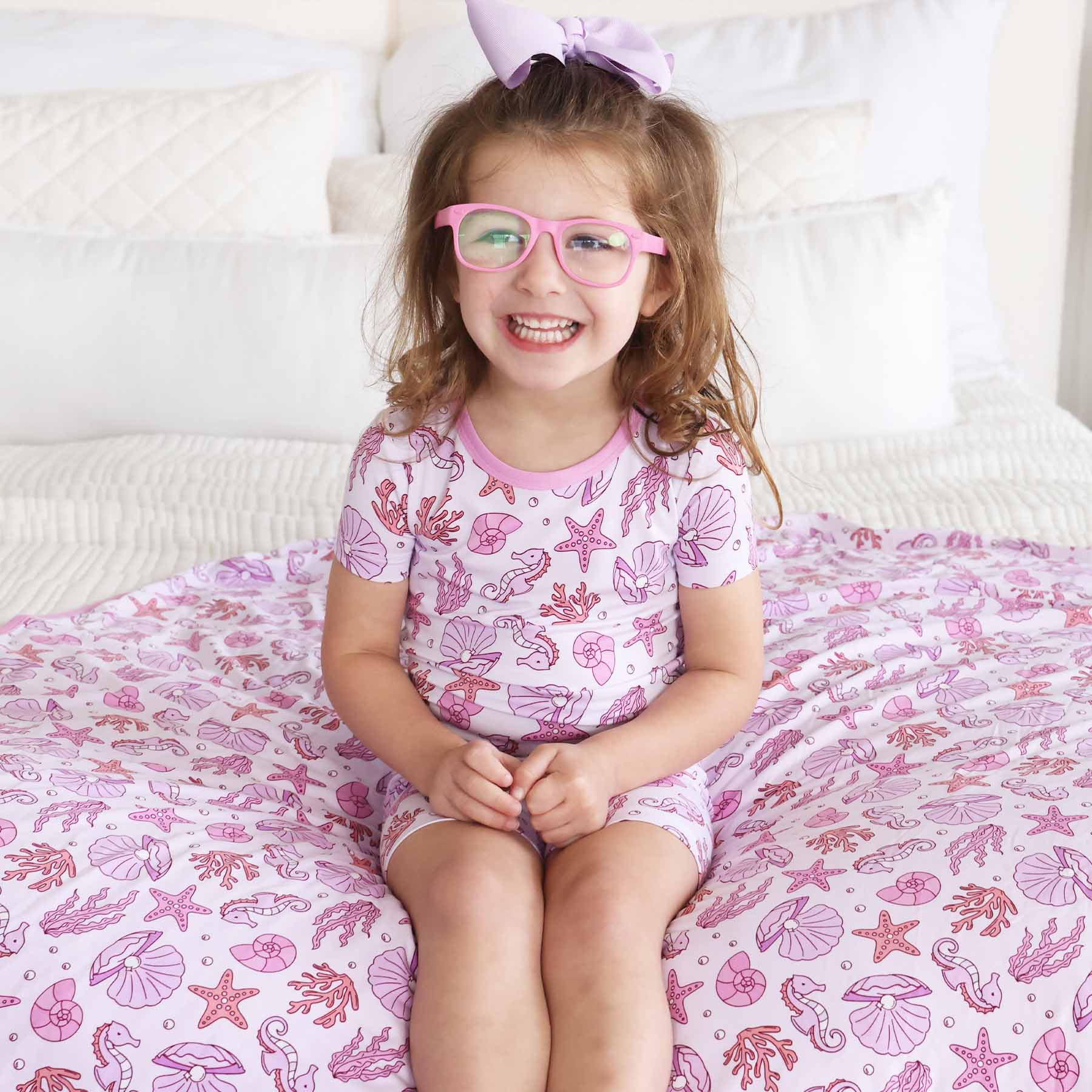 Two Piece Short Pajama Set | Tiny Tides Pink - Image 5