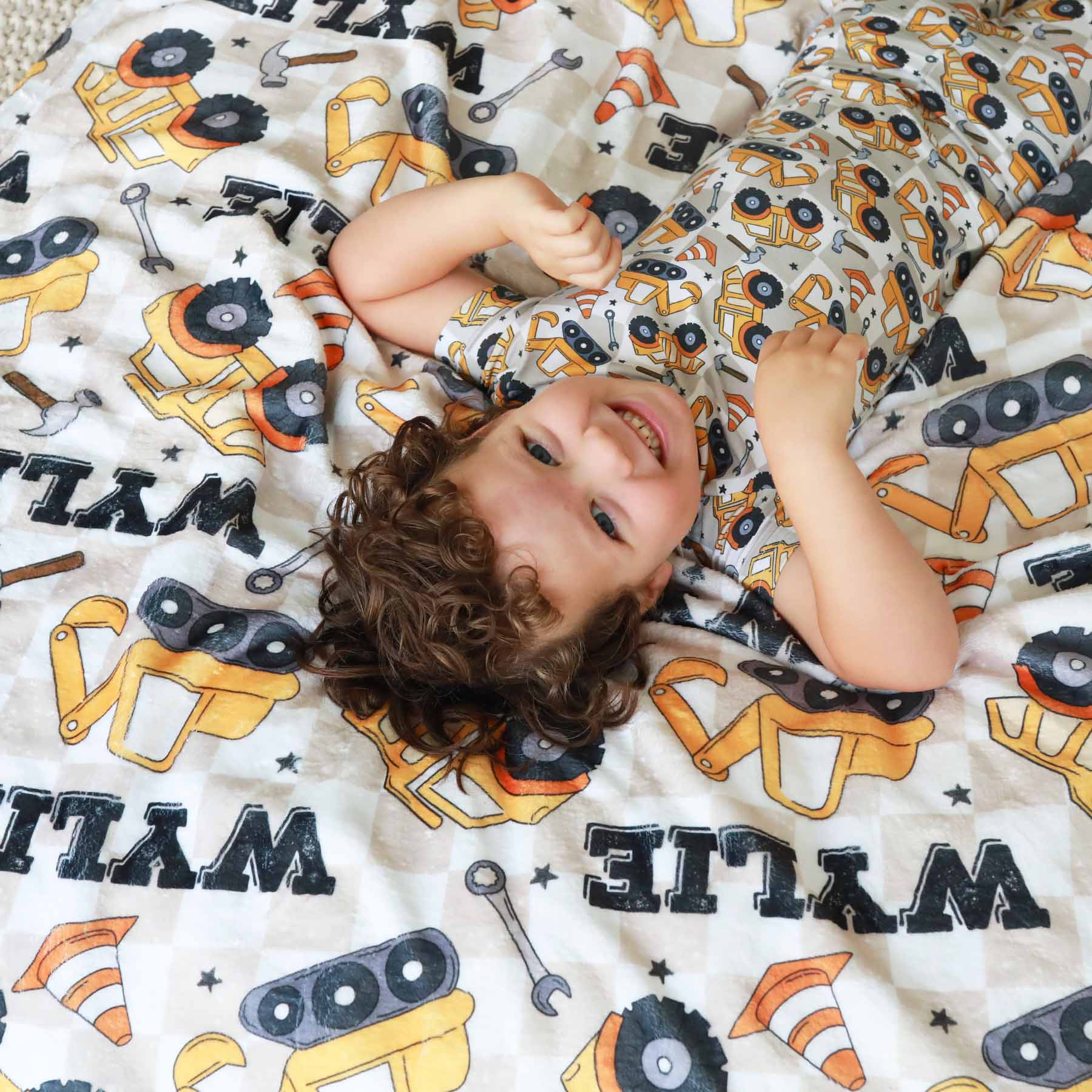 Under Construction Personalized Kids Blanket - Image 2