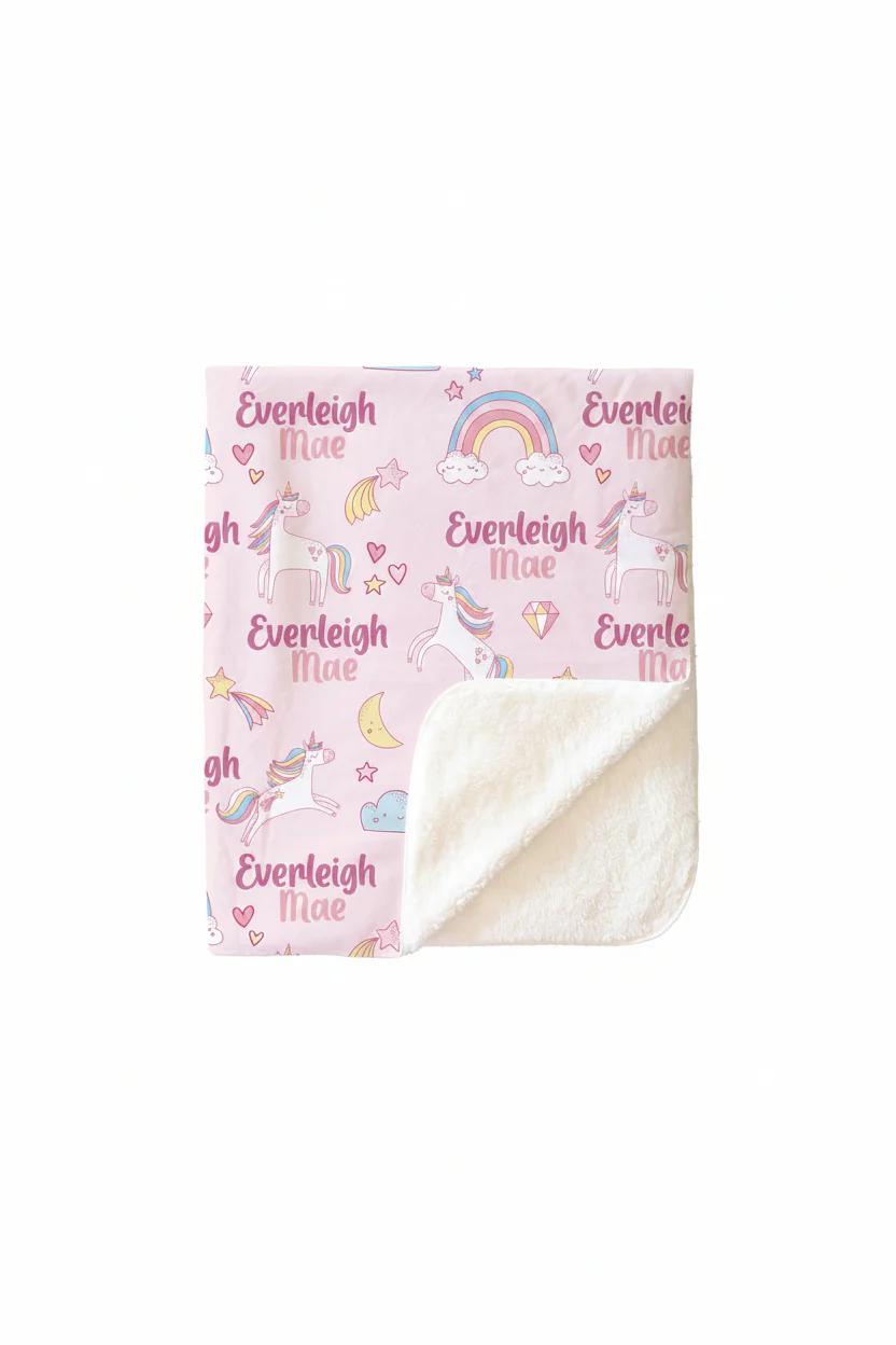 Unicorn Dreams Personalized Kids Blanket - Image 3