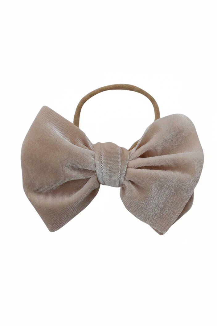 Velvet Bow Headband - Cream