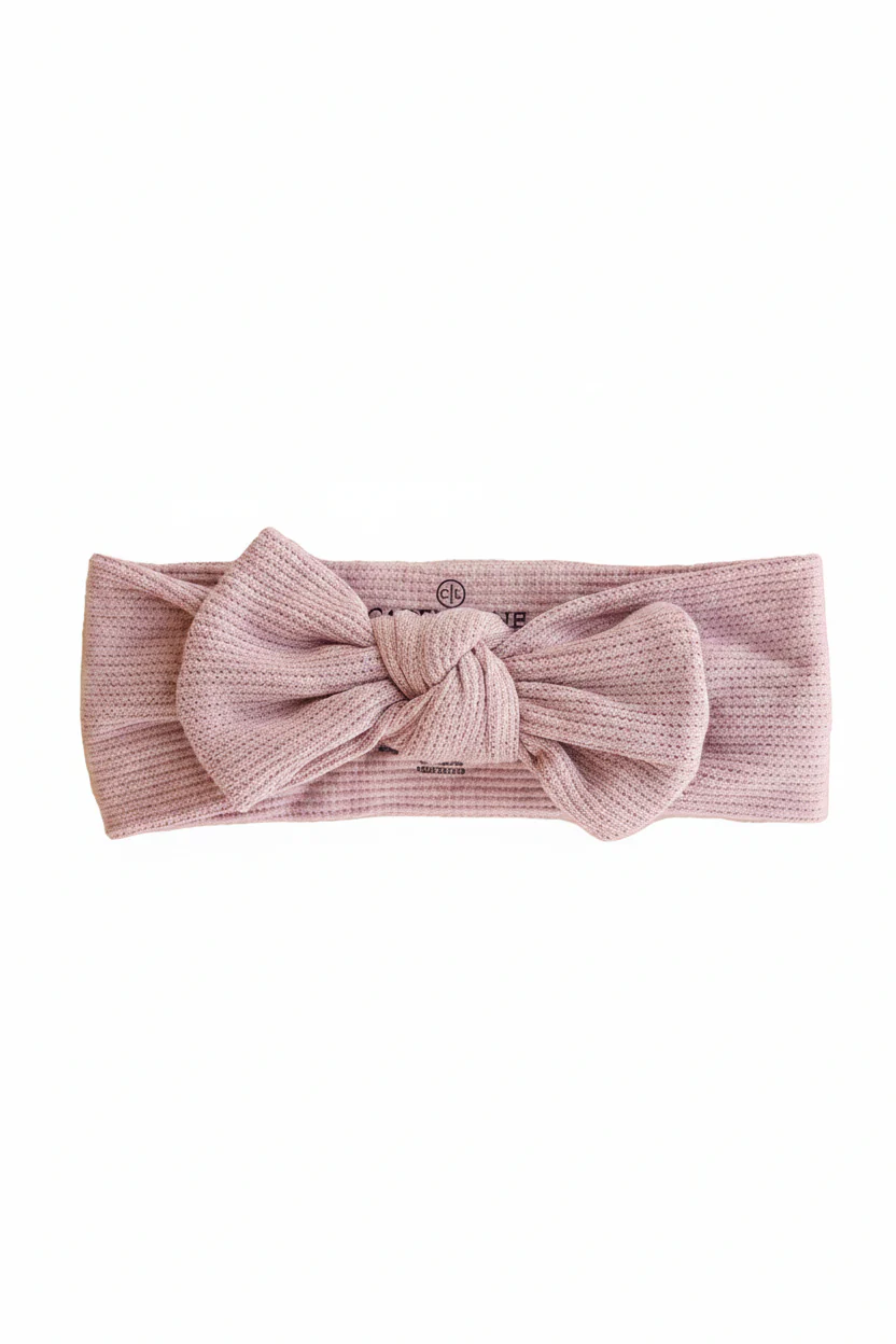 Vintage Rose Bamboo Waffle Knit Large Bow Headwrap