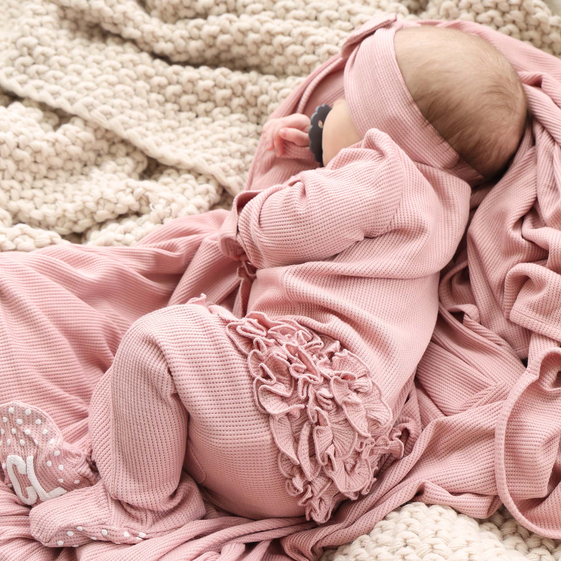 Vintage Rose Bamboo Waffle Oversized Swaddle Blanket - Image 4