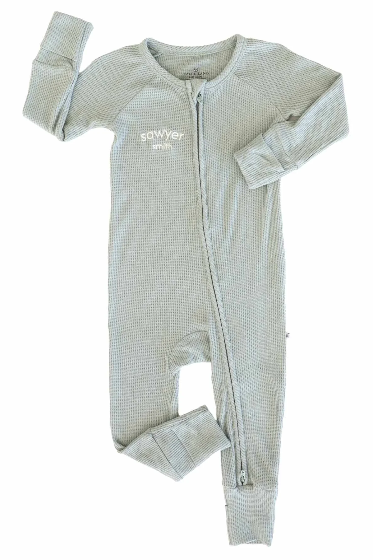 Embroidered Bamboo Waffle Convertible Zip Rompers | Mountain Haze - Image 12